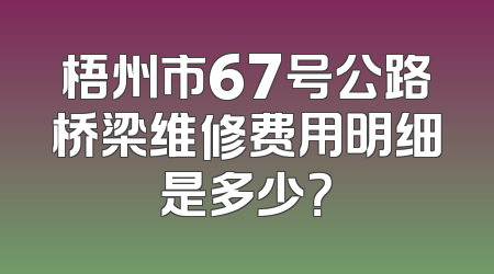 梧州市67号公路桥梁维修费用明细是多少？