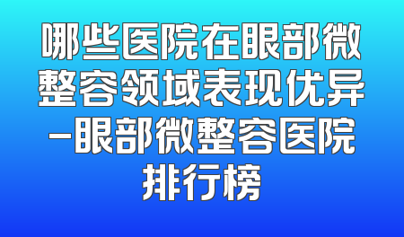 哪些医院在眼部微整容领域表现优异-眼部微整容医院排行榜