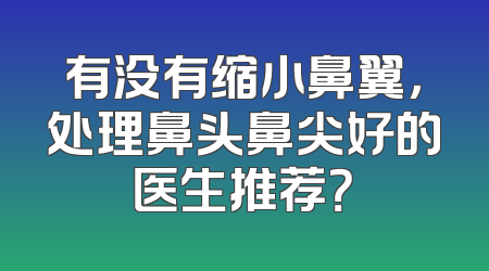 有没有缩小鼻翼，处理鼻头鼻尖好的医生推荐？