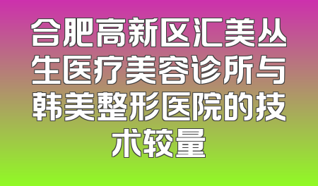 合肥高新区汇美丛生医疗美容诊所与韩美整形医院的技术较量