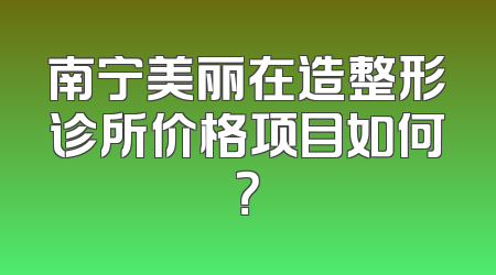 南宁美丽在造整形诊所价格项目如何？
