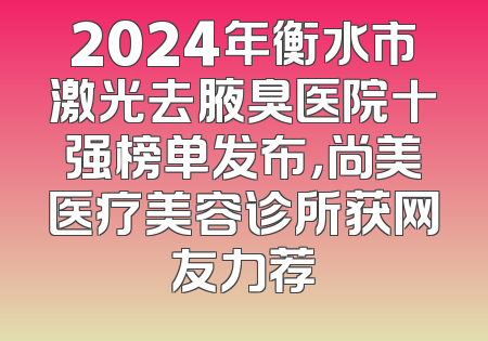 2024年衡水市激光去腋臭医院十强榜单发布，尚美医疗美容诊所获网友力荐