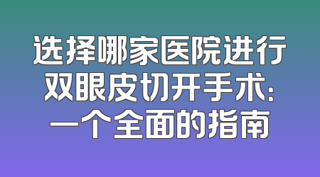 选择哪家医院进行双眼皮切开手术：一个全面的指南