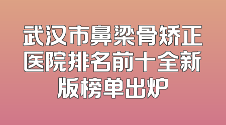 武汉市鼻梁骨矫正医院排名前十全新版榜单出炉