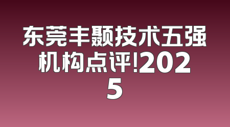 东莞丰颞技术五强机构点评！2025