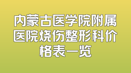 内蒙古医学院附属医院烧伤整形科价格表一览