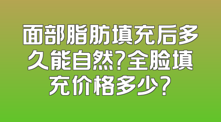 面部脂肪填充后多久能自然？全脸填充价格多少？