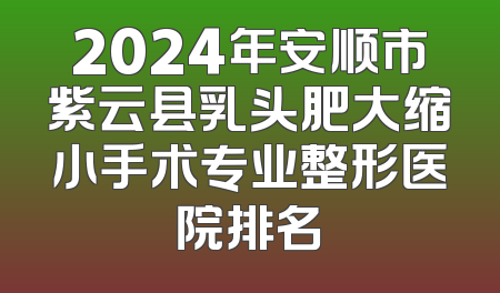 2024年安顺市紫云县乳头肥大缩小手术专业整形医院排名