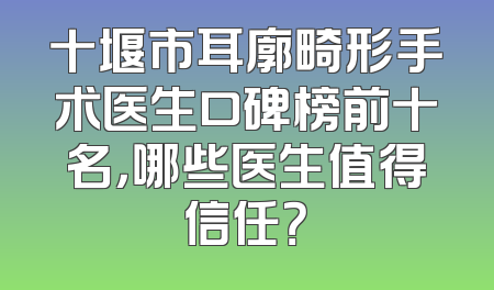 十堰市耳廓畸形手术医生口碑榜前十名，哪些医生值得信任？