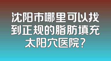 沈阳市哪里可以找到正规的脂肪填充太阳穴医院？
