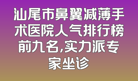 汕尾市鼻翼减薄手术医院人气排行榜前九名，实力派专家坐诊