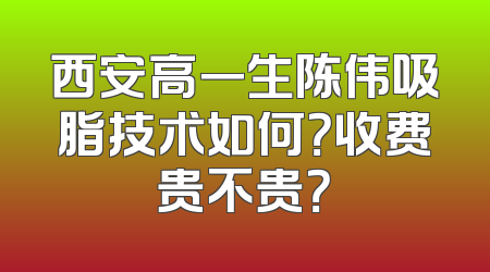 西安高一生陈伟吸脂技术如何？收费贵不贵？