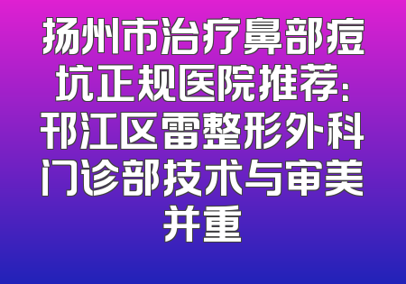 扬州市治疗鼻部痘坑正规医院推荐：邗江区雷整形外科门诊部技术与审美并重
