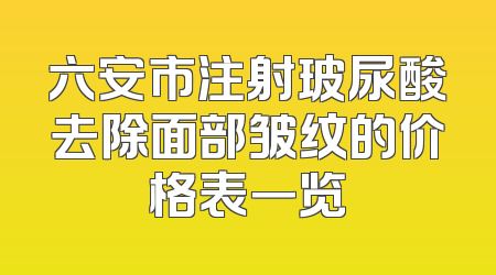 六安市注射玻尿酸去除面部皱纹的价格表一览
