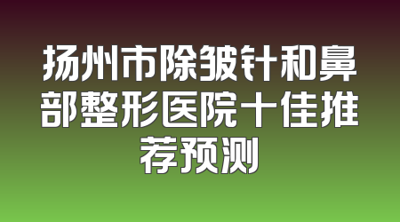 扬州市除皱针和鼻部整形医院十佳推荐预测