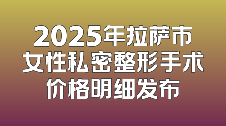 2025年拉萨市女性私密整形手术价格明细发布