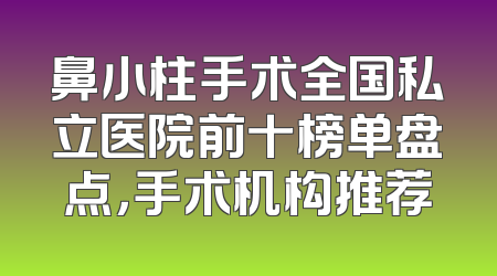 鼻小柱手术全国私立医院前十榜单盘点，手术机构推荐