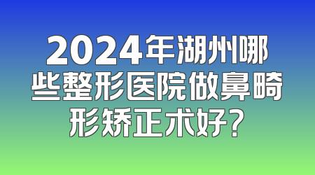 2024年湖州哪些整形医院做鼻畸形矫正术好？