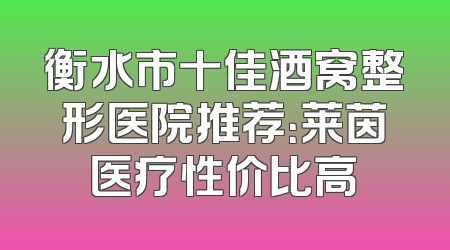 衡水市十佳酒窝整形医院推荐：莱茵医疗性价比高