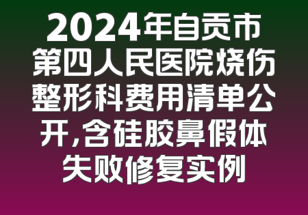 2024年自贡市第四人民医院烧伤整形科费用清单公开，含硅胶鼻假体失败修复实例