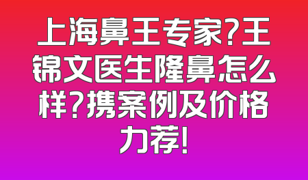 上海鼻王专家？王锦文医生隆鼻怎么样？携案例及价格力荐！