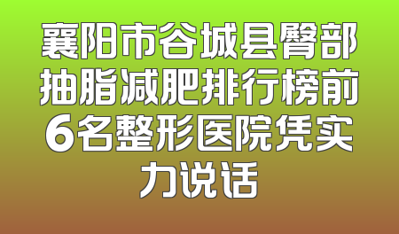 襄阳市谷城县臀部抽脂减肥排行榜前6名整形医院凭实力说话