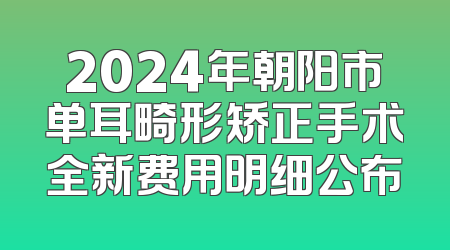 2024年朝阳市单耳畸形矫正手术全新费用明细公布
