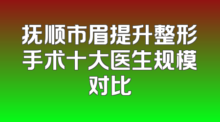 抚顺市眉提升整形手术十大医生规模对比