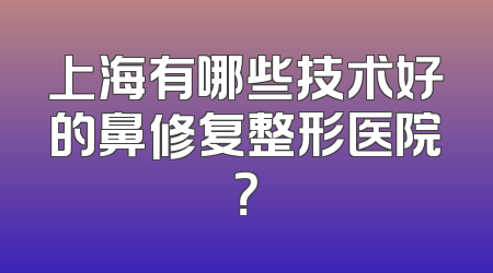 上海有哪些技术好的鼻修复整形医院？