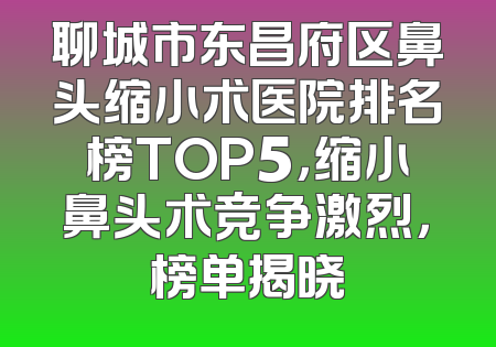 聊城市东昌府区鼻头缩小术医院排名榜TOP5，缩小鼻头术竞争激烈，榜单揭晓