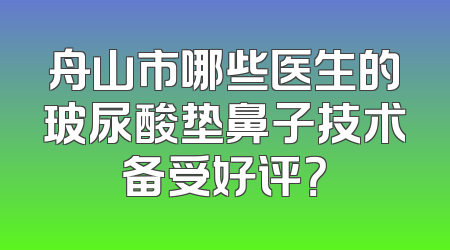 舟山市哪些医生的玻尿酸垫鼻子技术备受好评？