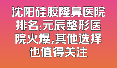 沈阳硅胶隆鼻医院排名：元辰整形医院火爆，其他选择也值得关注