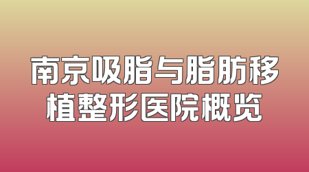 南京吸脂与脂肪移植整形医院概览