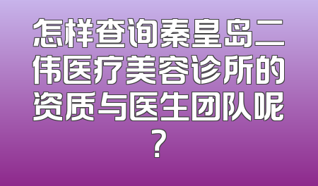 怎样查询秦皇岛二伟医疗美容诊所的资质与医生团队呢？
