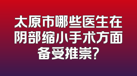 太原市哪些医生在阴部缩小手术方面备受推崇？