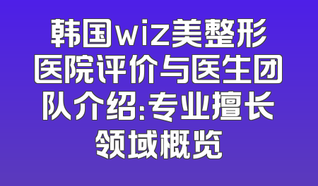 韩国wiz美整形医院评价与医生团队介绍：专业擅长领域概览