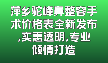 萍乡驼峰鼻整容手术价格表全新发布，实惠透明，专业倾情打造