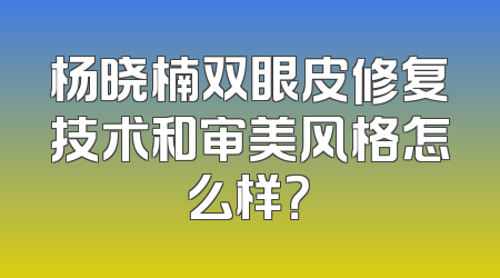 杨晓楠双眼皮修复技术和审美风格怎么样？