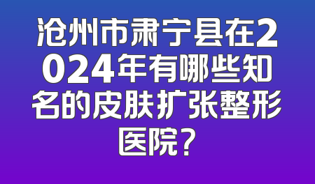 沧州市肃宁县在2024年有哪些知名的皮肤扩张整形医院？