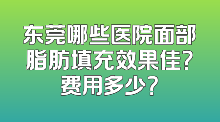 东莞哪些医院面部脂肪填充效果佳？费用多少？
