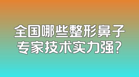 全国哪些整形鼻子专家技术实力强？