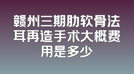 赣州三期肋软骨法耳再造手术大概费用是多少