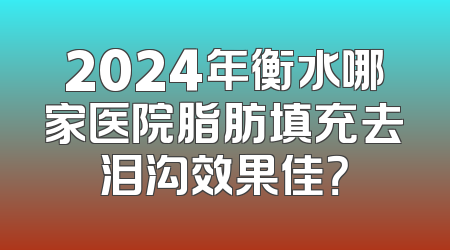 2024年衡水哪家医院脂肪填充去泪沟效果佳？