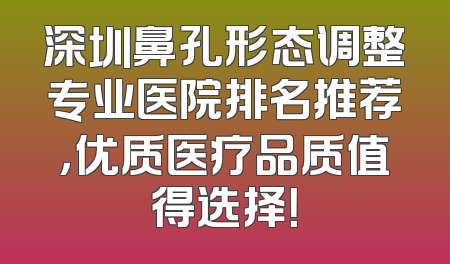 深圳鼻孔形态调整专业医院排名推荐，优质医疗品质值得选择！
