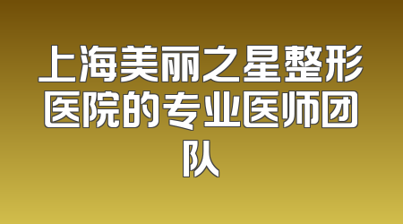 上海美丽之星整形医院的专业医师团队