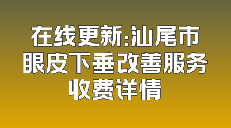 在线更新：汕尾市眼皮下垂改善服务收费详情