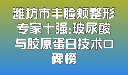 潍坊市丰脸颊整形专家十强：玻尿酸与胶原蛋白技术口碑榜
