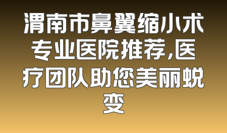 渭南市鼻翼缩小术专业医院推荐，医疗团队助您美丽蜕变
