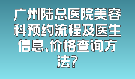 广州陆总医院美容科预约流程及医生信息、价格查询方法？