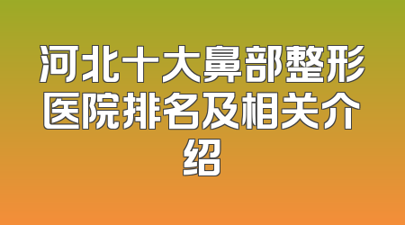河北十大鼻部整形医院排名及相关介绍